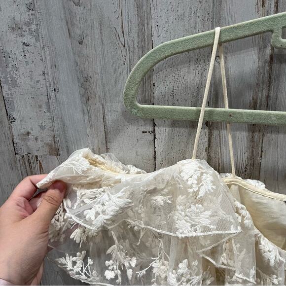 NWT Zara Ivory Floral Lace Cold Shoulder Top Boho Elegant Feminine Fairy - Picture 5 of 10